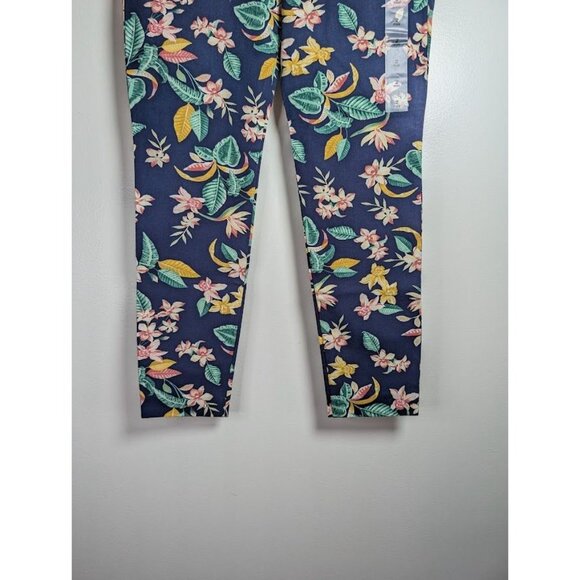 Old Navy Pixie Pants Size 2 Ankle 28x27 Hawaiian Tropical Floral Stretch Resort - Picture 2 of 10
